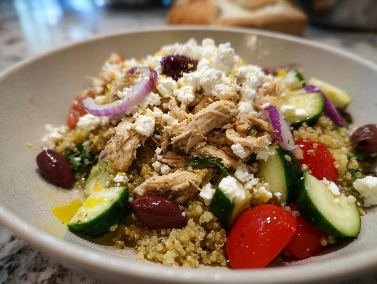 mediterranean chicken hummus bowl high protein meal - detail 2