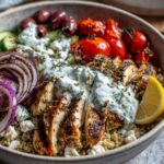 mediterranean lemon herb chicken bowl tzatziki