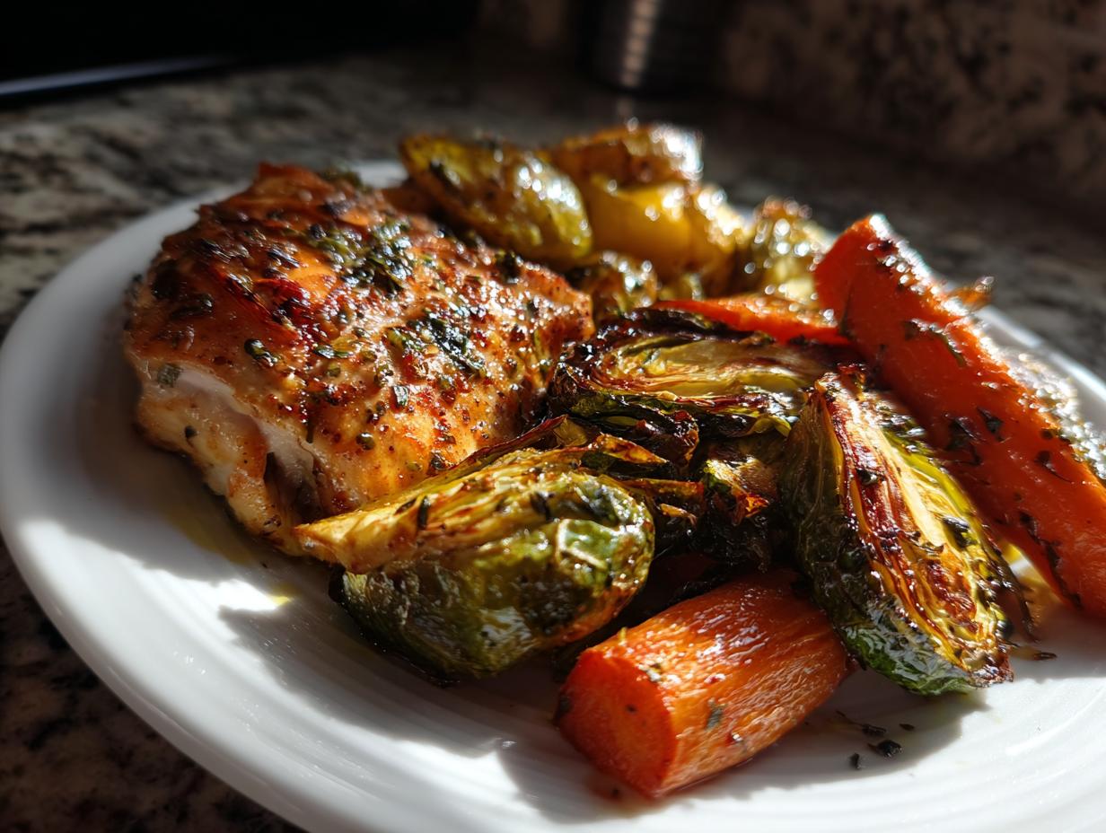 one pan garlic butter chicken vegetables - detail 2