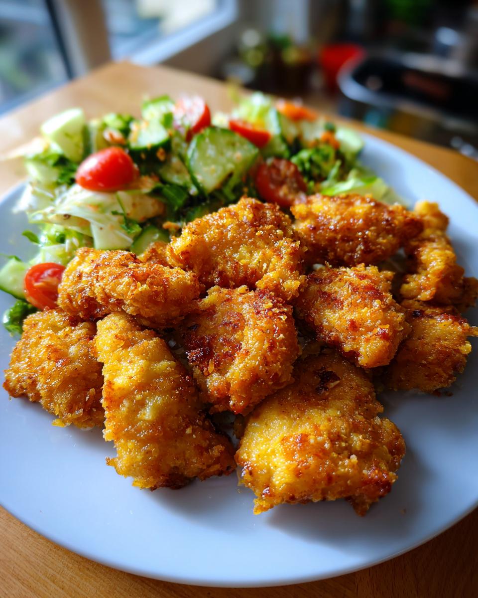 panko breaded chicken with cucumber yogurt salad - detail 2