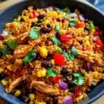 southwest chicken quinoa salad high protein bowl