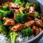 spicy garlic chicken broccoli bowl high protein