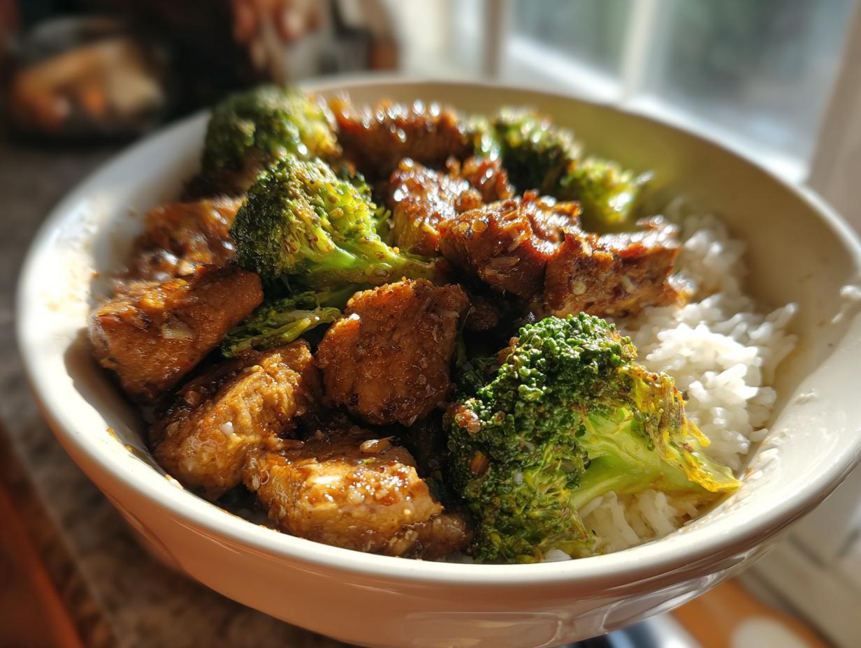 spicy garlic chicken broccoli bowl high protein - detail 2