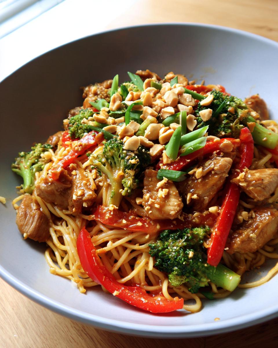 Spicy Peanut Chicken Noodle Bowl: 1 Amazing Meal! 4 spicy peanut chicken noodle bowl asian comfort meal - detail 1