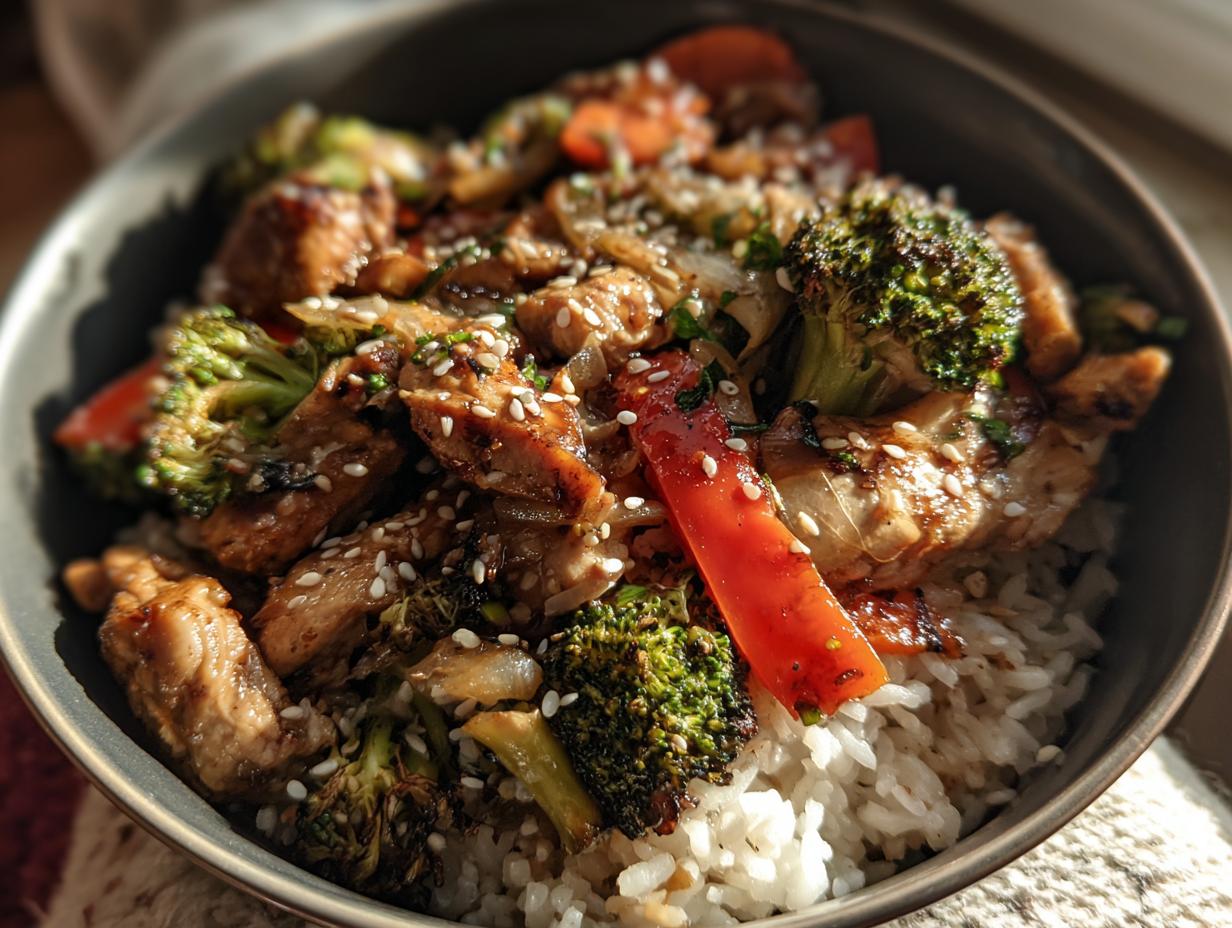 teriyaki chicken vegetable bowl easy recipe - detail 2