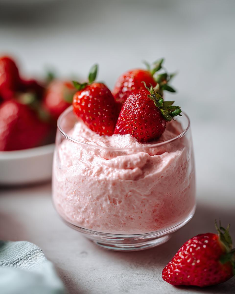 3 ingredient light strawberry mousse - detail 1