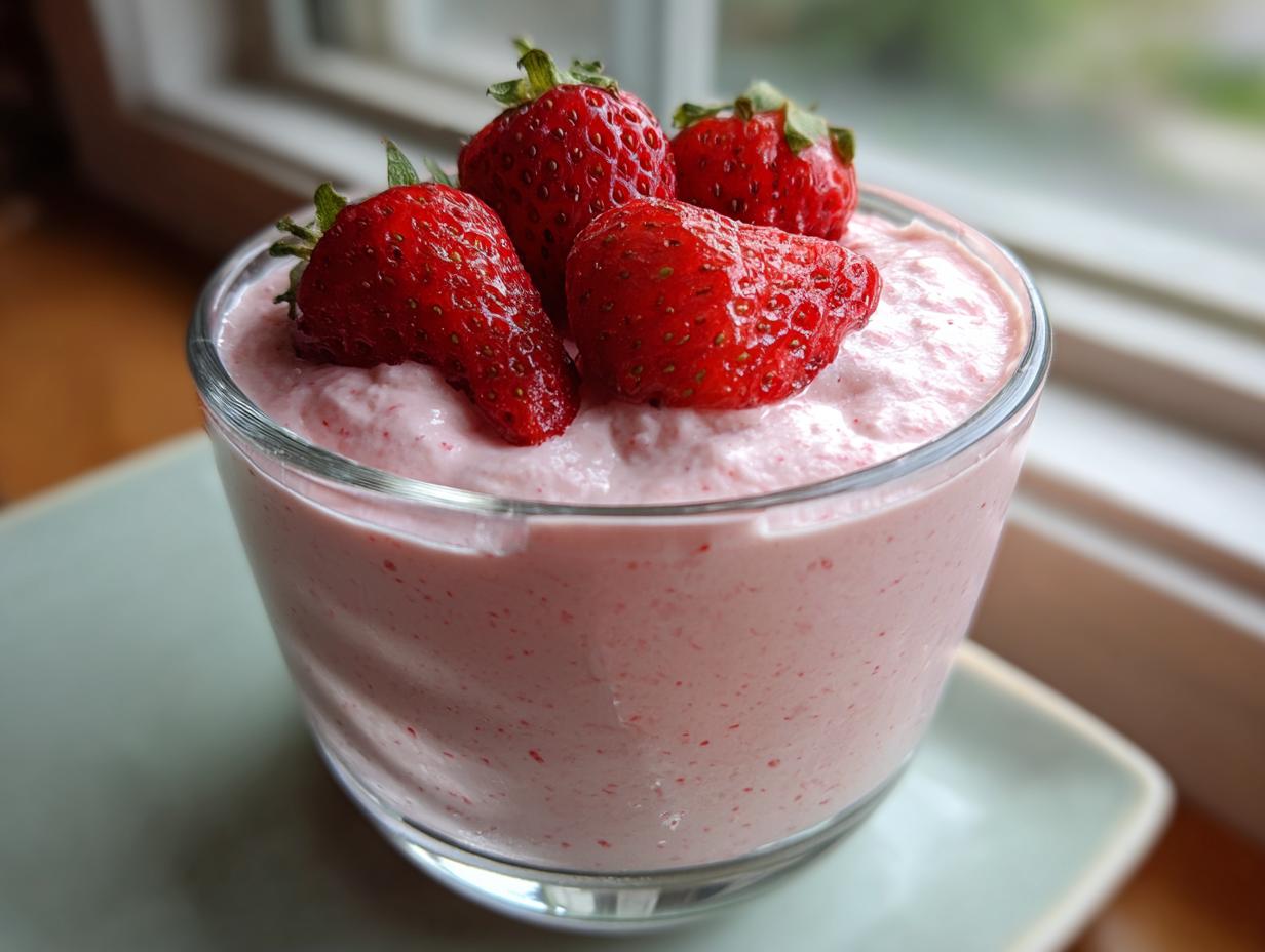 3 ingredient light strawberry mousse - detail 2