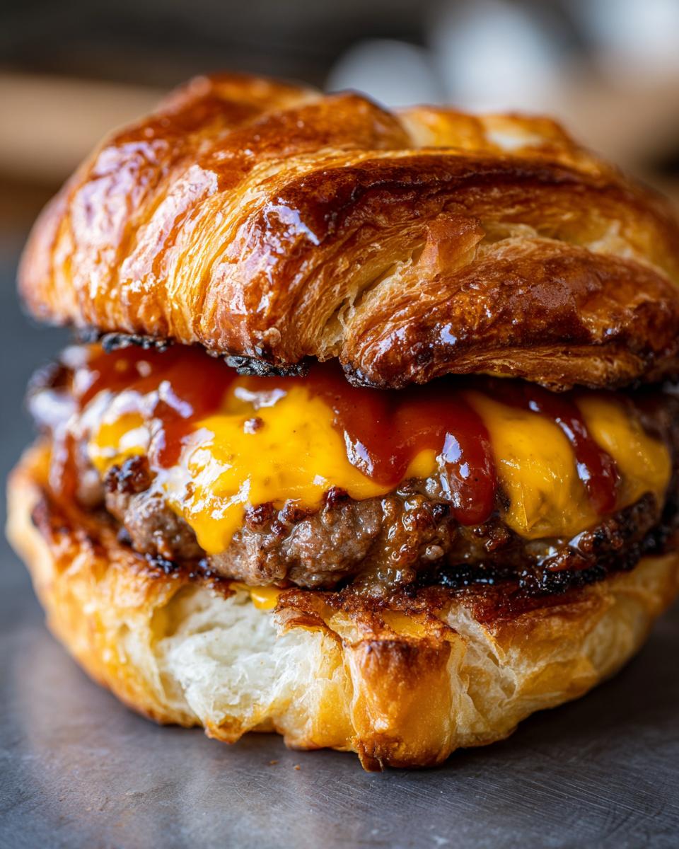 BBQ smash burger croissant sweet smoky easy recipe - detail 2