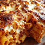 baked rigatoni with ricotta and mozzarella