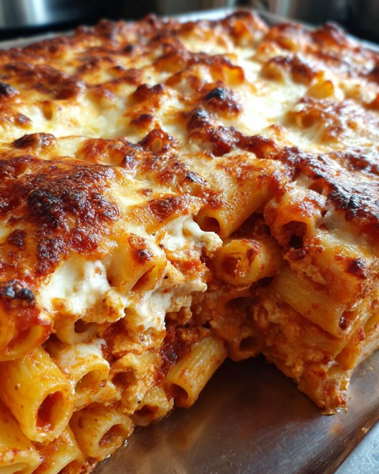 baked rigatoni with ricotta and mozzarella