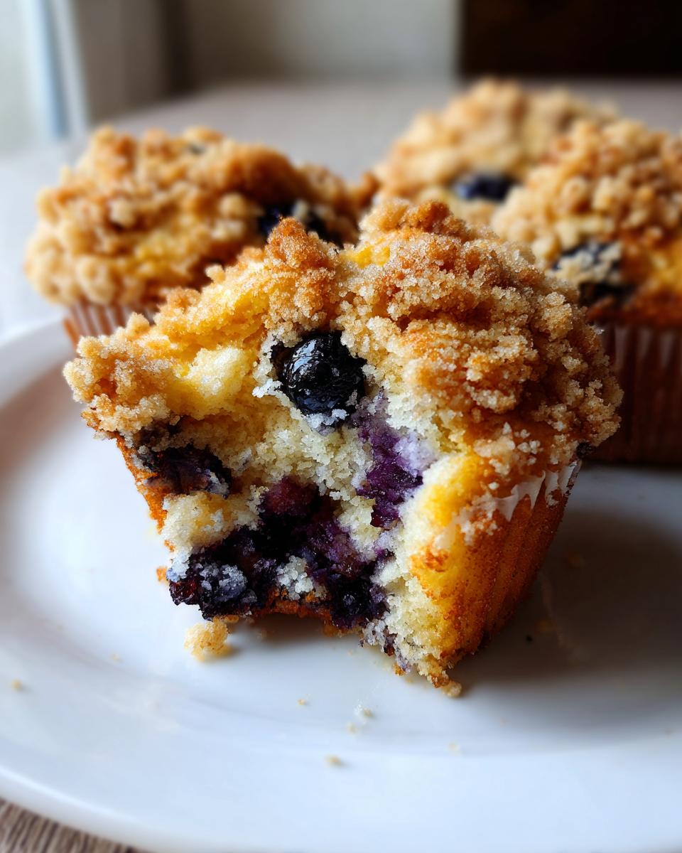 bakery style blueberry muffins streusel topping - detail 1