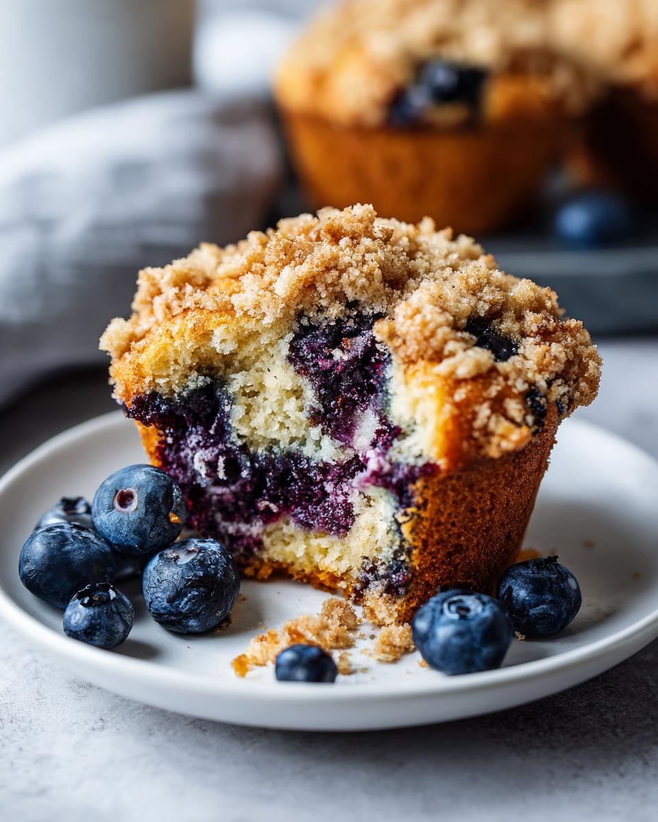 bakery style blueberry muffins streusel topping - detail 2