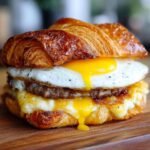 breakfast smash burger croissant egg cheese easy morning