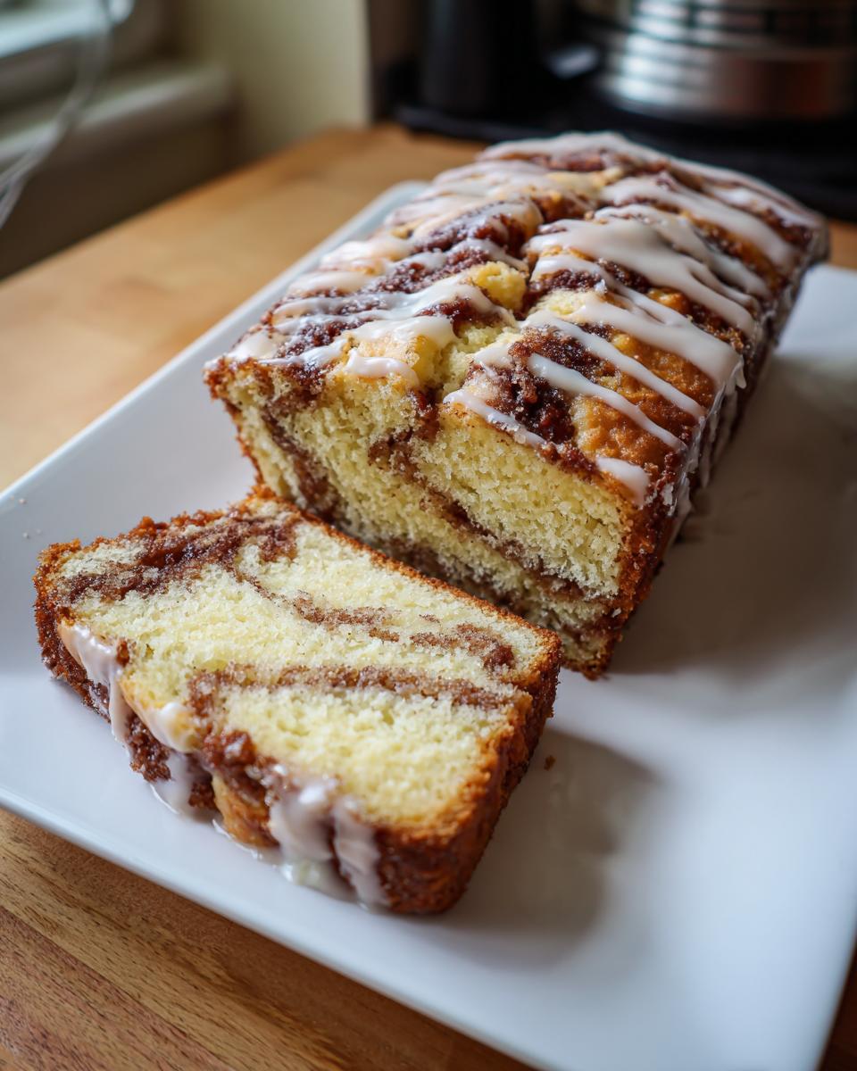 Make The Perfect Cinnamon Swirl Bread In 1 Hour! 4 cinnamon swirl quick bread vanilla glaze - detail 1