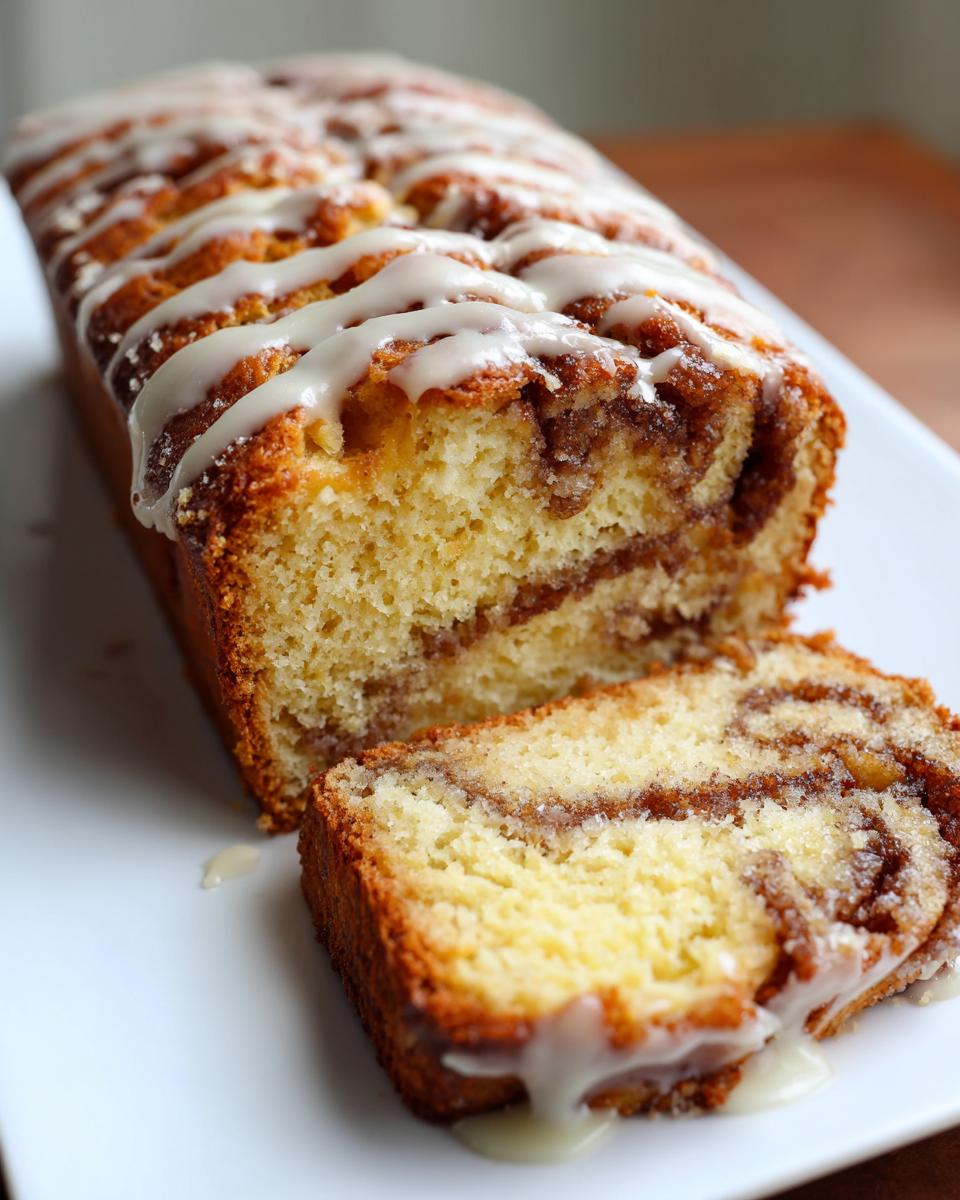 Make The Perfect Cinnamon Swirl Bread In 1 Hour! 5 cinnamon swirl quick bread vanilla glaze - detail 2