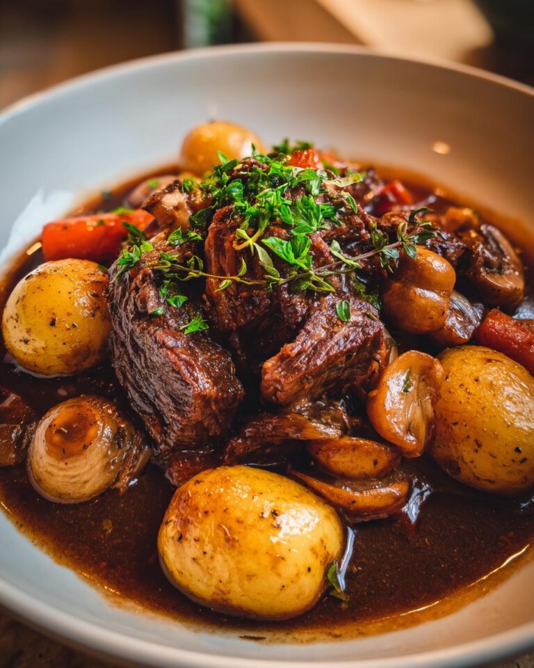 classic slow cooked beef bourguignon