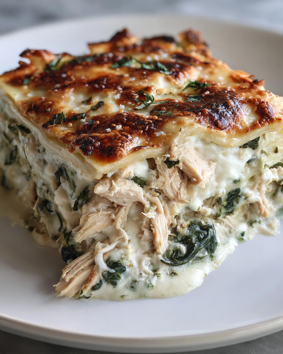 creamy chicken spinach lasagna white sauce - detail 2