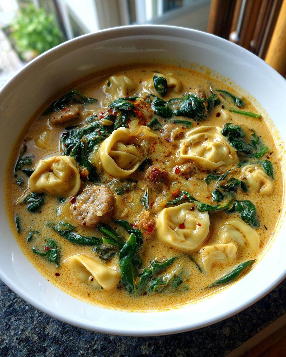 Unbelievable: 1 Soup Brings 4 Minutes of Bliss! 5 creamy tuscan tortellini soup sausage spinach - detail 2
