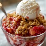 crispy strawberry rhubarb crumble