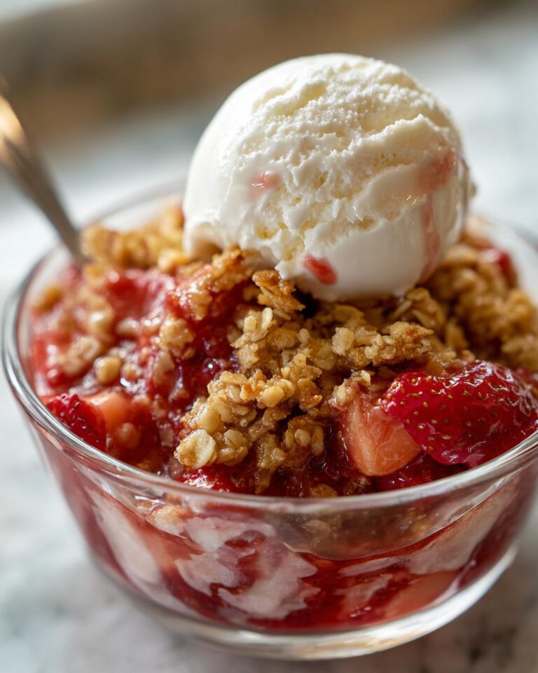 crispy strawberry rhubarb crumble