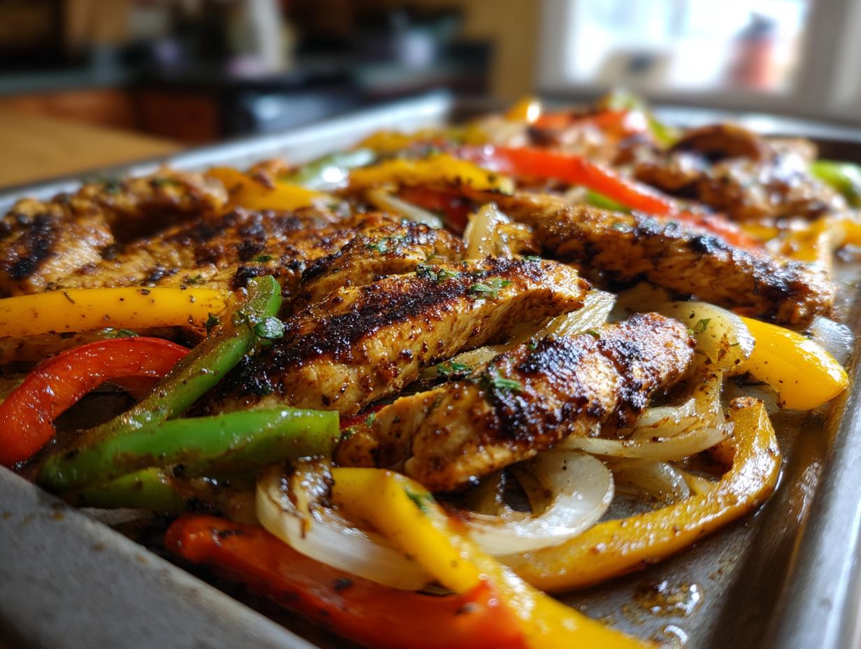 homemade chicken fajitas sheet pan - detail 2