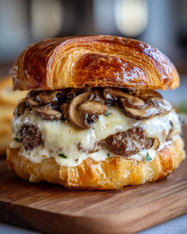 mushroom swiss smash burger croissant easy earthy