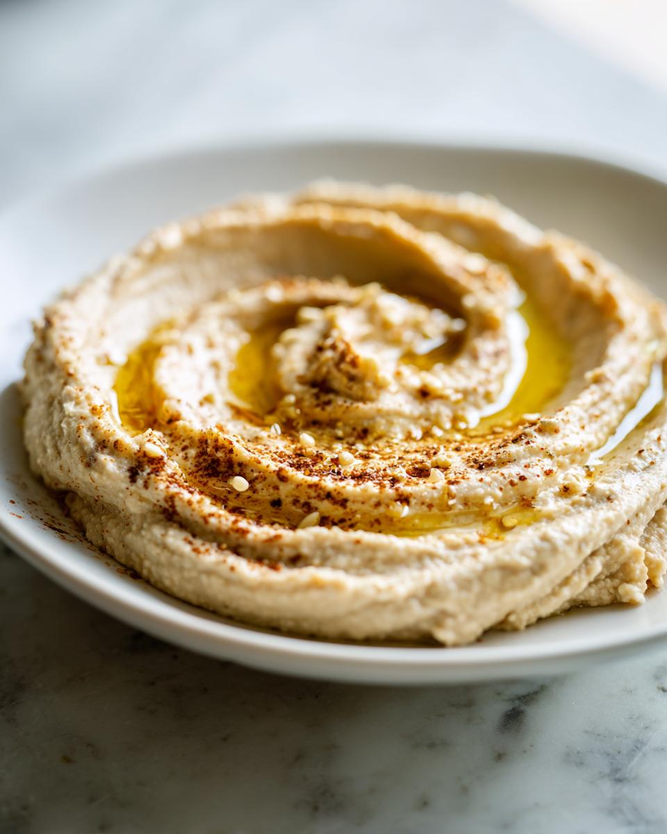 roasted garlic hummus recipe smooth oil - detail 1