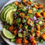 roasted sweet potato avocado quinoa bowl