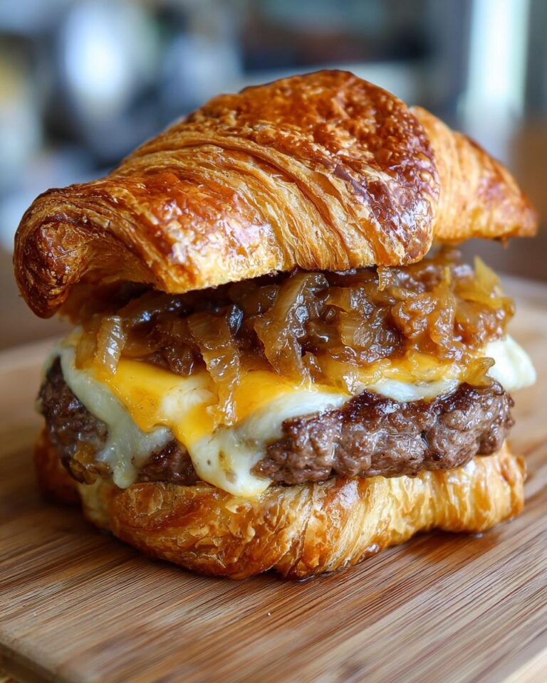 smash burger croissant caramelized onions French onion easy