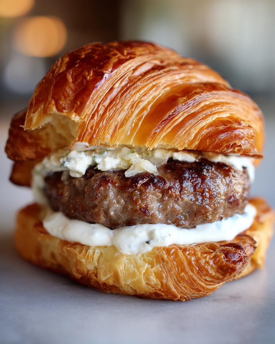 smash burger croissant garlic aioli gourmet easy - detail 1