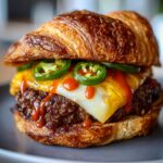 spicy smash burger croissant jalapeño hot sauce easy