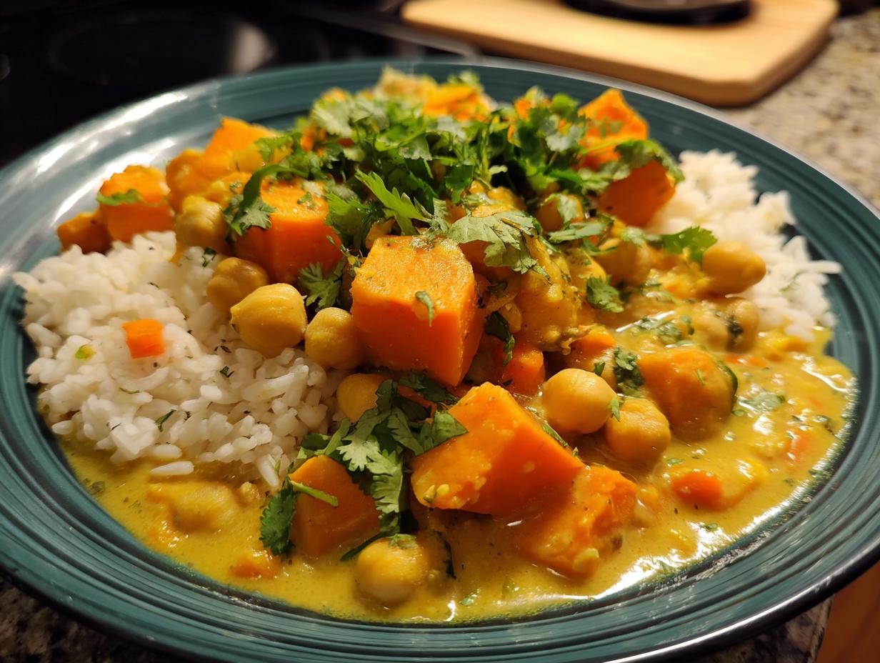 Delicious Sweet Potato Chickpea Coconut Curry in 25 Mins! 5 sweet potato chickpea coconut curry - detail 2