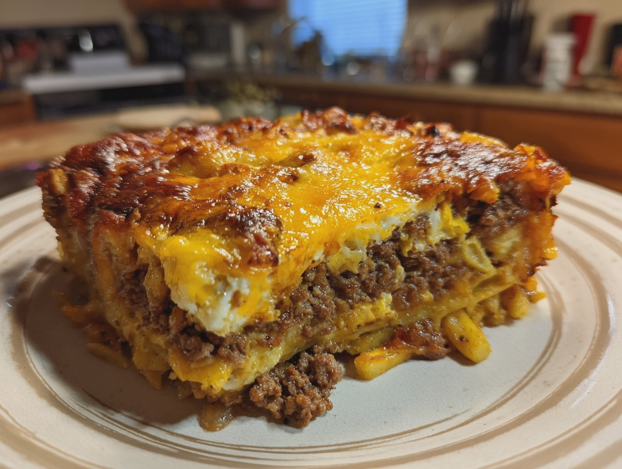 best cheeseburger french fry casserole easy dinner - detail 2