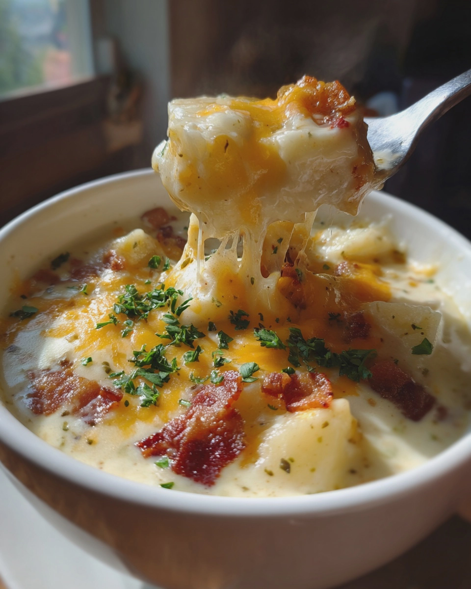 cheddar garlic herb potato soup cozy creamy recipe - detail 2