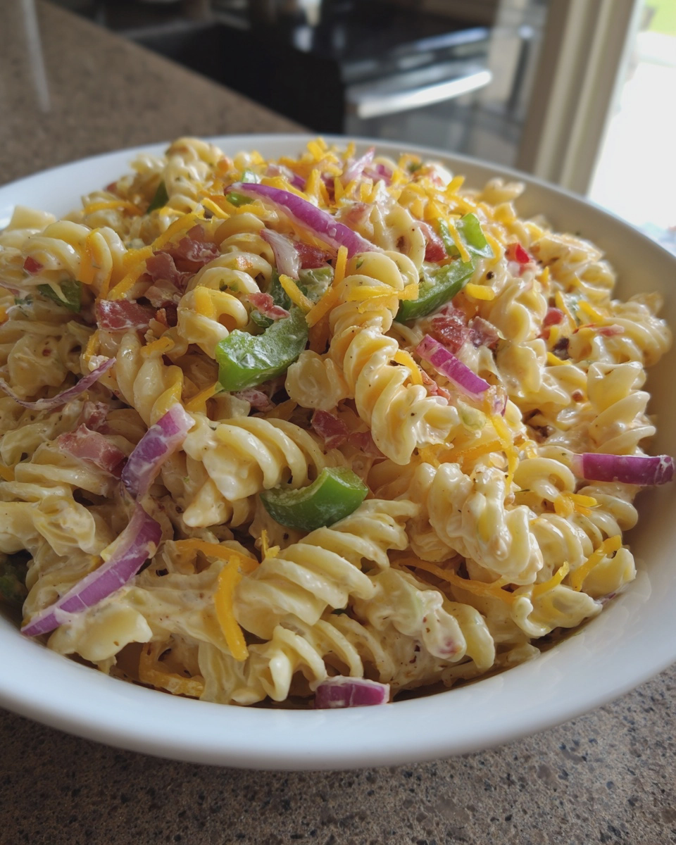 creamy pasta salad easy summer potluck recipe - detail 1