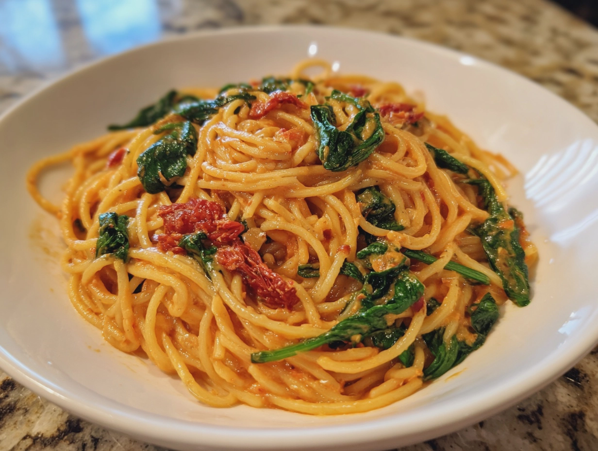 creamy sun dried tomato vegan pasta easy plant based - detail 1