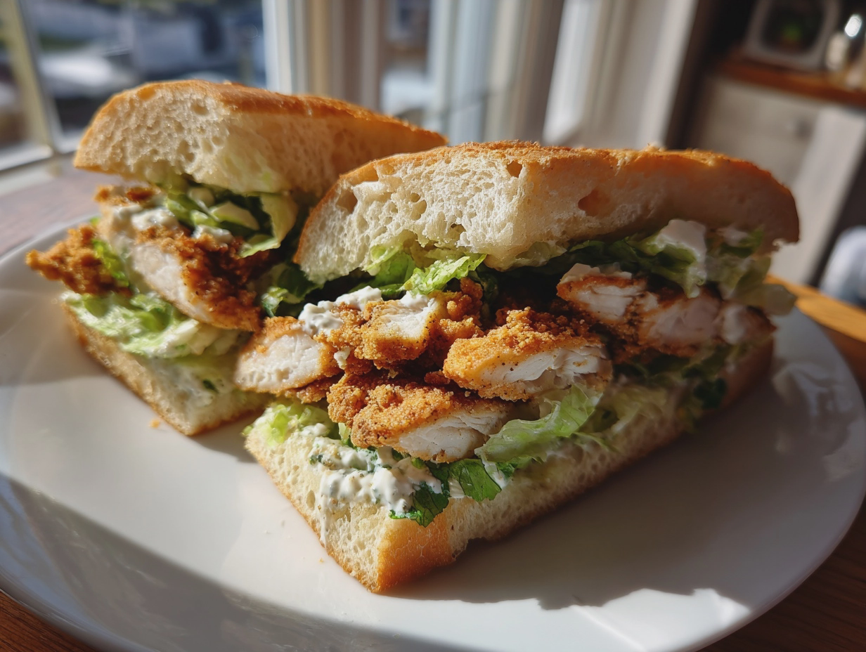 Crispy Chicken Caesar Sandwich 4 crispy chicken caesar sandwich easy classic recipe - detail 1