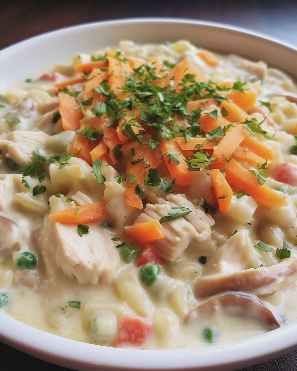 crock pot chicken pot pie pasta easy slow cooker - detail 1