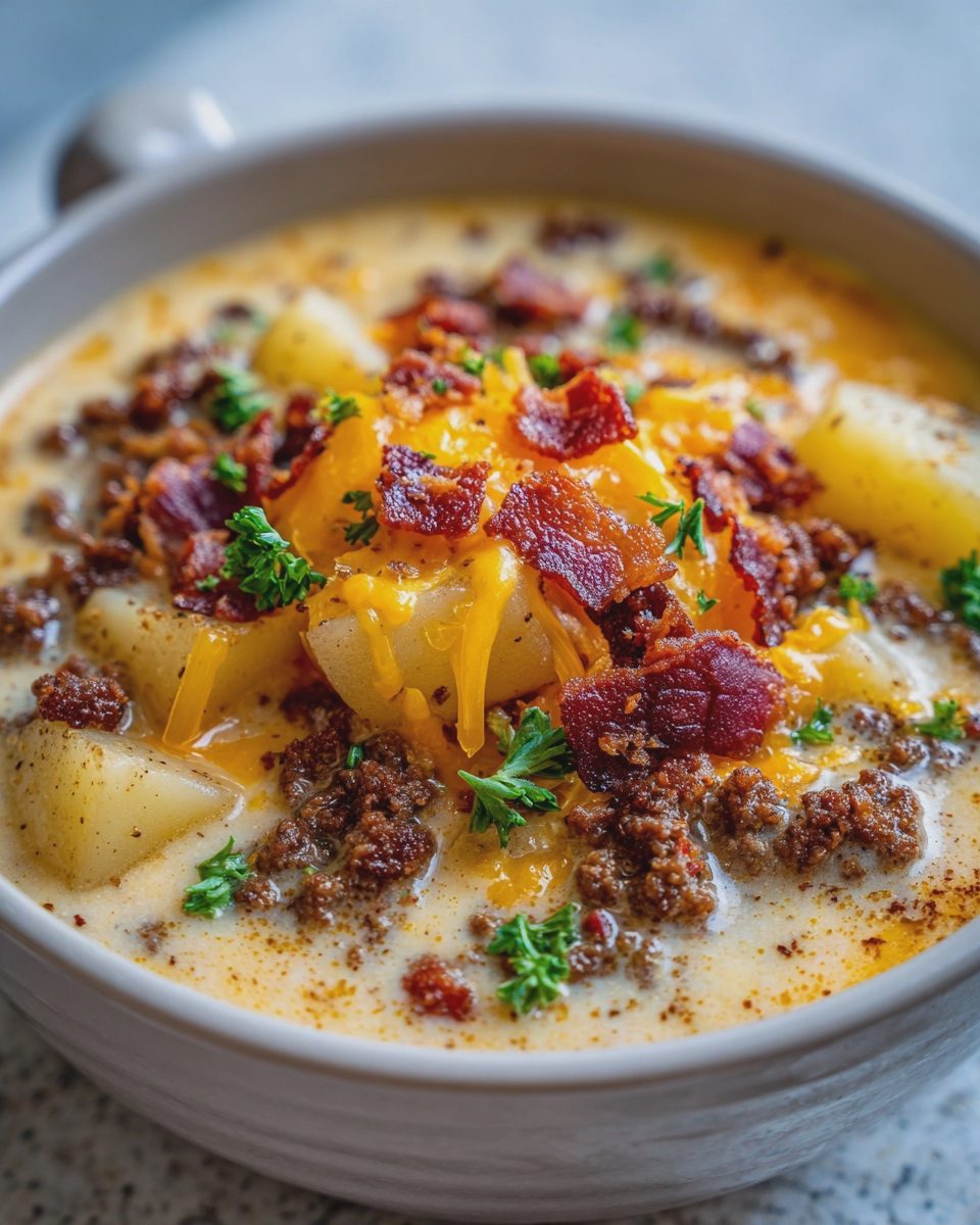 delicious hamburger potato soup easy creamy recipe - detail 1