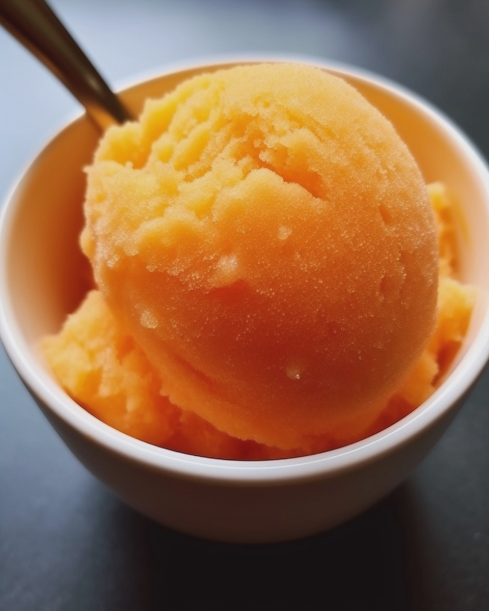 easy peach sorbet 3 ingredient dairy free frozen - detail 1