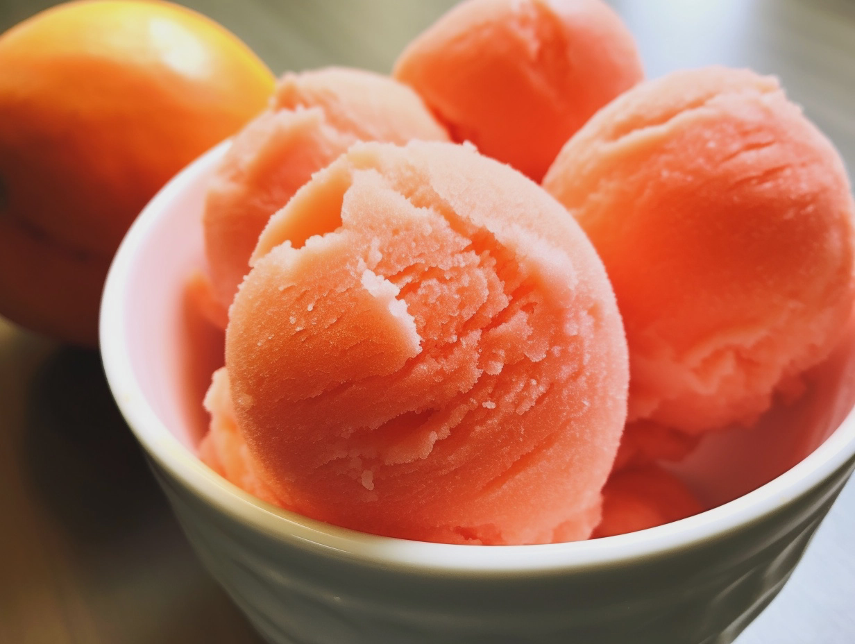 easy peach sorbet 3 ingredient dairy free frozen - detail 2