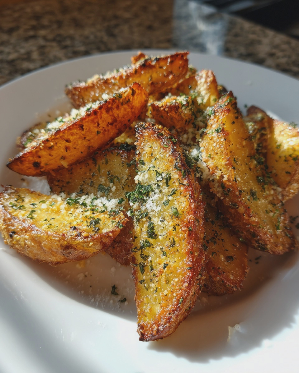 garlic parmesan potato wedges easy baked side dish - detail 1