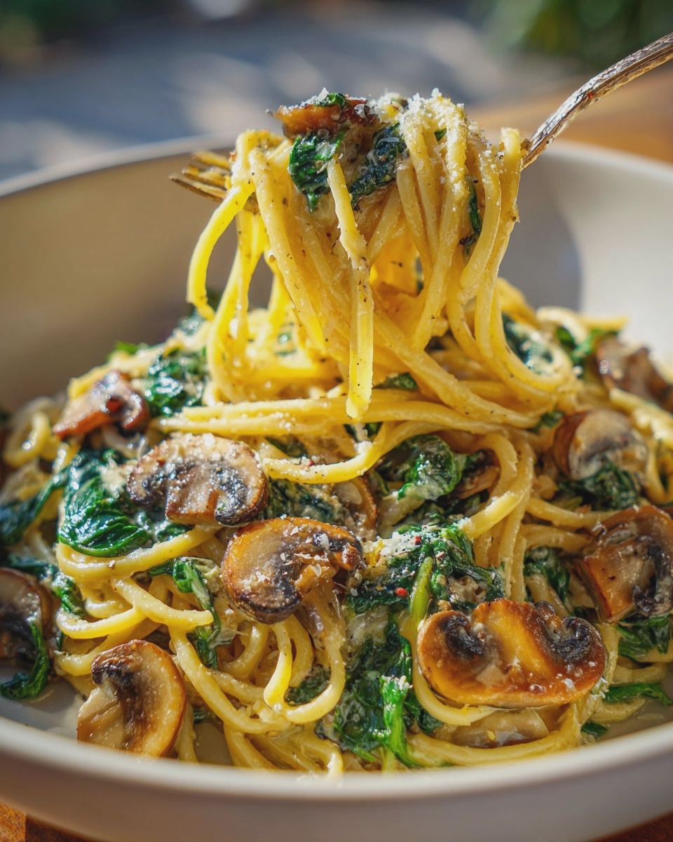 Parmesan Spinach Mushroom Pasta Skillet 4 parmesan spinach mushroom pasta skillet easy dinner - detail 1