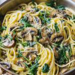 parmesan spinach mushroom pasta skillet easy dinner