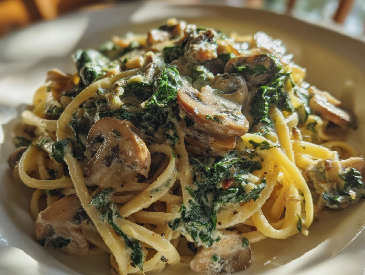 Parmesan Spinach Mushroom Pasta Skillet 5 parmesan spinach mushroom pasta skillet easy dinner - detail 2
