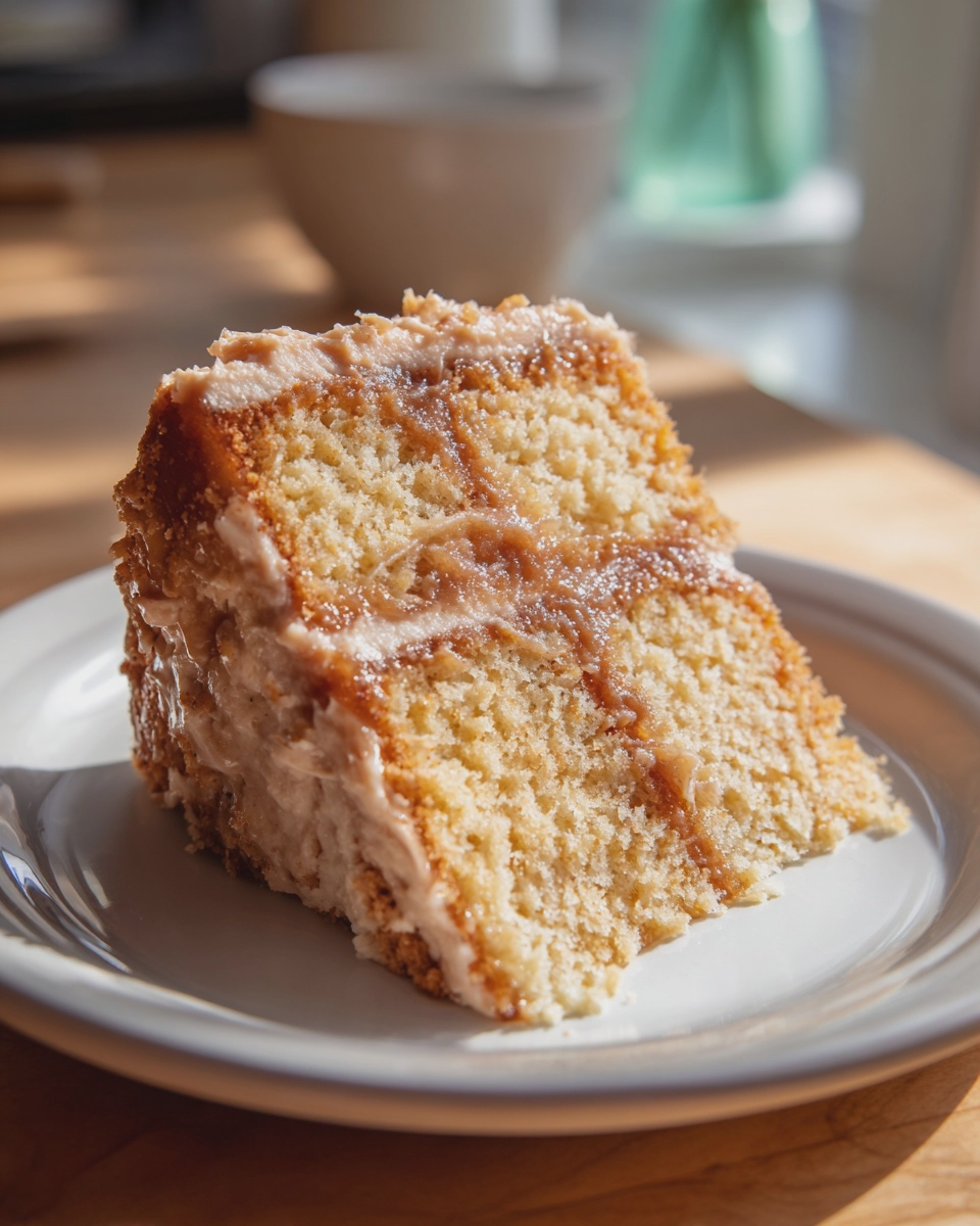 peach cake with brown sugar frosting easy moist - detail 2