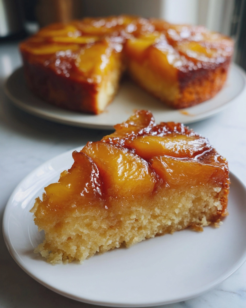 peach upside down cake recipe easy simple baking - detail 1