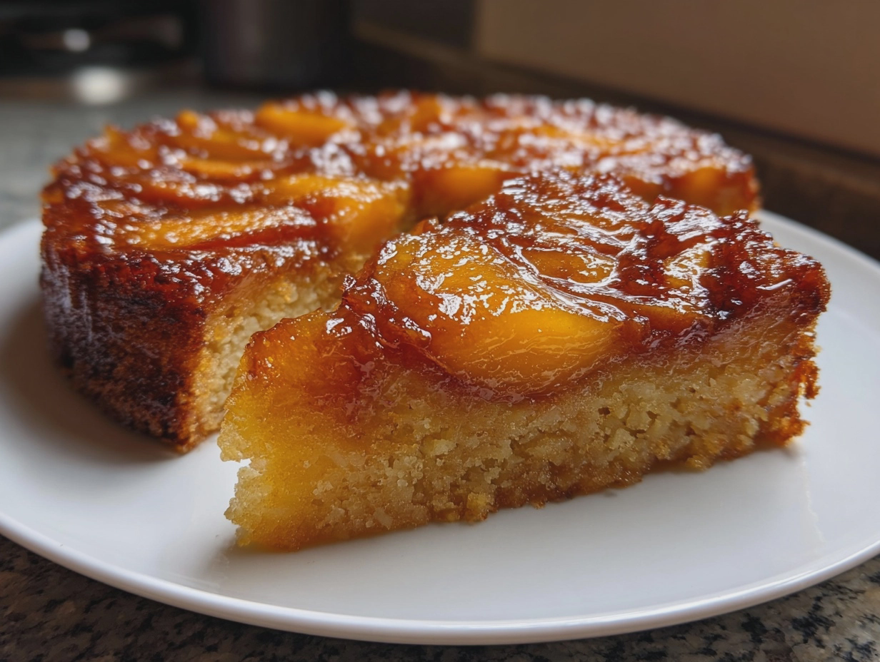 peach upside down cake recipe easy simple baking - detail 2