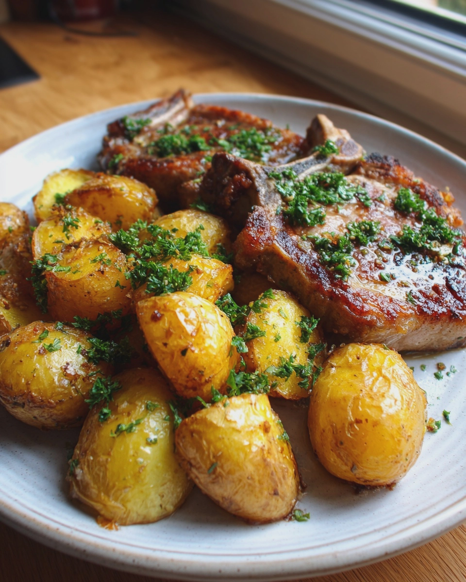 sheet pan pork chops and potatoes 40 minutes easy - detail 1