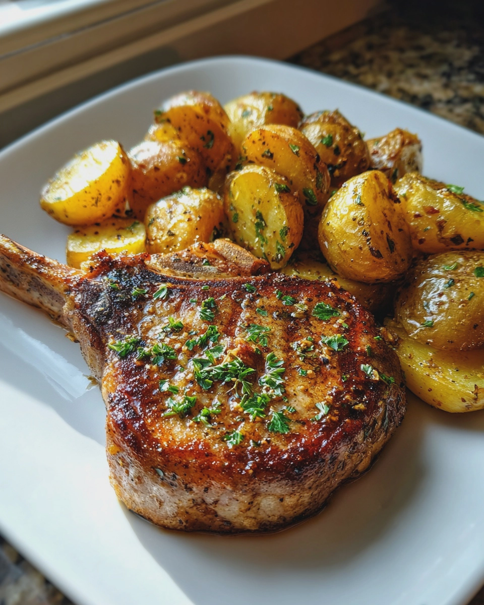 sheet pan pork chops and potatoes 40 minutes easy - detail 2